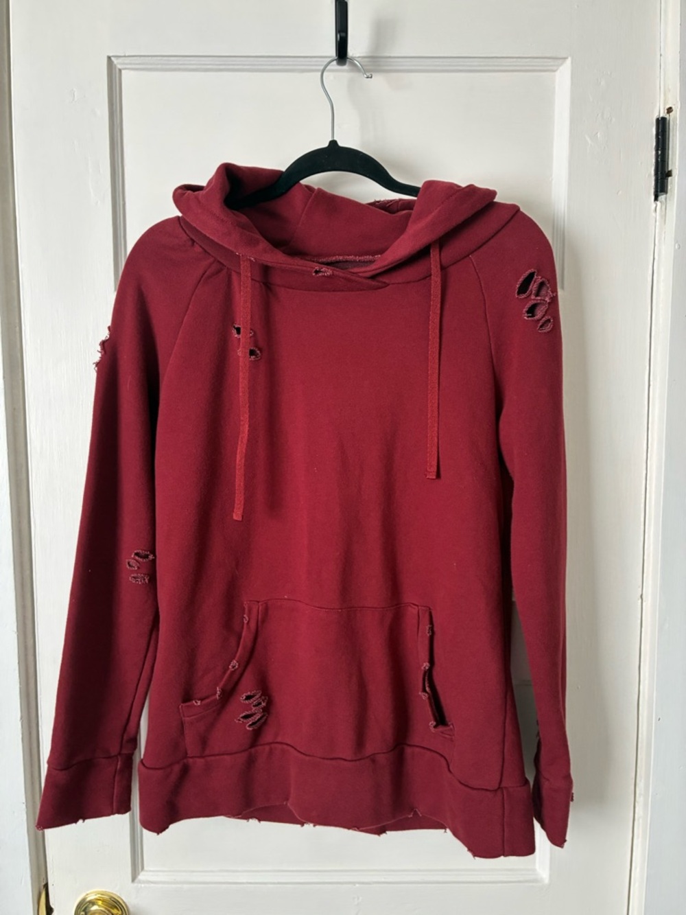 Chelsea DeBoer - Distressed Women's Hooded Sweatshirt - Deep Red